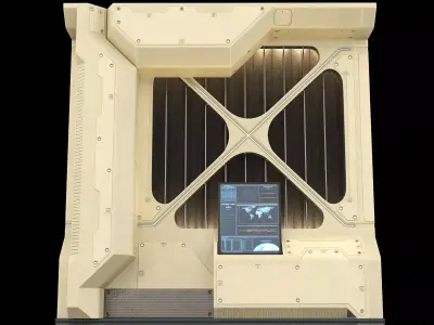 Sci-fi Ventilation Part Interior With Terminal PBR 3D model