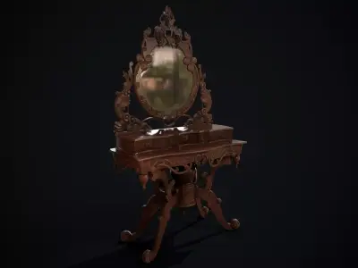 Dusty Antique Vanity Low-poly 3D model