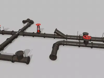 pipe set valve Low-poly 3D model get