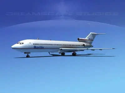 Boeing 727-200 Republic Airlines 3D model