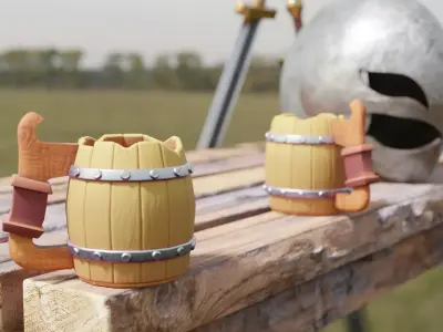 Stylized Medieval Cup Low-poly 3D model