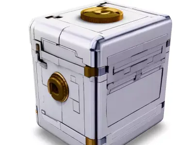 SciFi Safe Box with Clock Low-poly 3D model