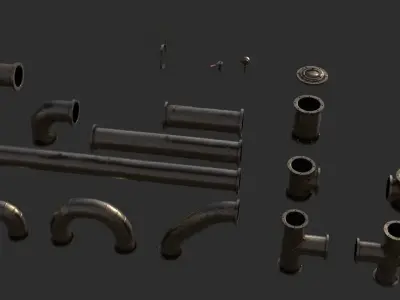 Steampunk Pipes Low-poly 3D model