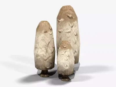 Coprinus Comatus Mushroom Low-poly 3D model
