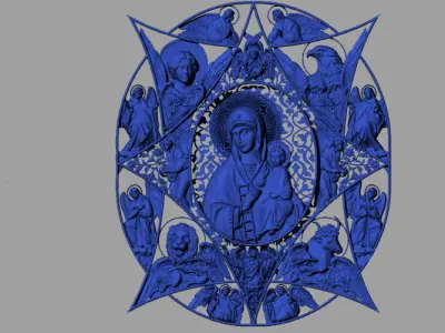Theotokos the Unburnt Bush icon Free 3D print model
