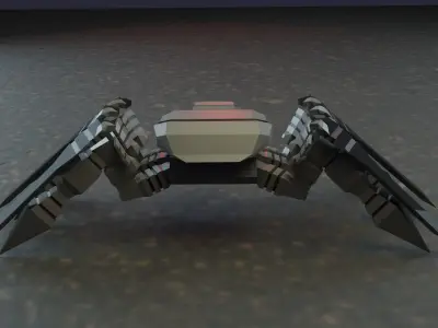Robot low poly spider Low-poly 3D model