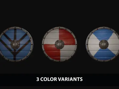 Viking Shield - PBR - 3 Color Variants Low-poly 3D model