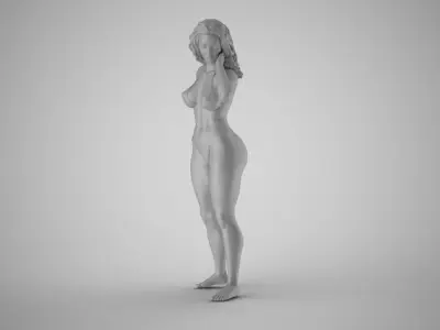 Girl Looking Leaning from Above 3D print model