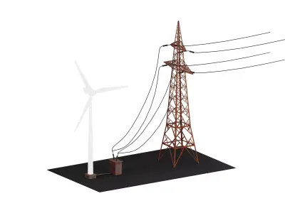 Wind Turbine Energy Animated 3D Model 3D model