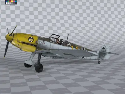 Messerschmitt BF109 German Fighter Airplane Desert V2 3D model