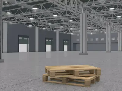 Warehouse Interior with Pallet 3D model