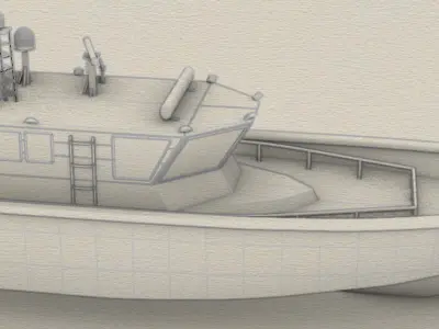 8m boat with interior cabin for simulation and gaming projects 3D model