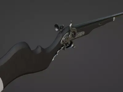 1730 German Percussion Target Rifle Low-poly 3D model