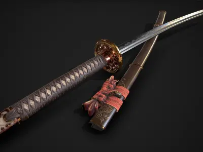 Weapon Katana Sword Blade Low-poly 3D model