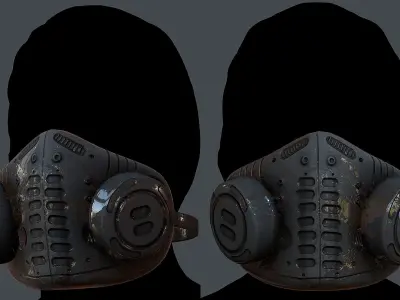Gas mask helmet 3d model scifi  Low-poly 3D model 9
