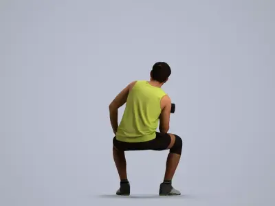 00533Levi005 - Adult Caucasian male crouching during exercise 3D model