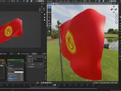 Animated Kyrgyzstan Flags 3D model