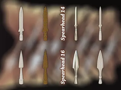 40 Medieval Spearheads  Vol 1 Basemesh Game ready Archviz Assets 3D model