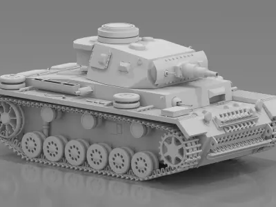 Panzer III Military Tank Low-poly 3D model