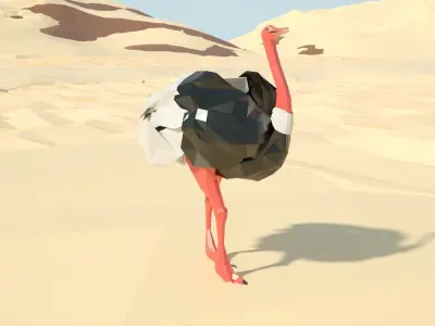 Ostrich 3d model stylized Low-poly 3D model