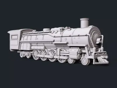 Santa Fe 3751 Steam Locomotive 3D print model