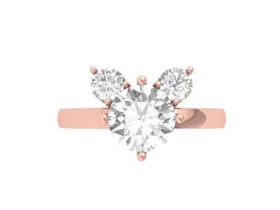 Solitair 3 Stone Ring 3D print model shop