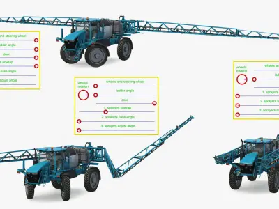 Self Propelled Sprayer Tractor Generic Rigged 3D model