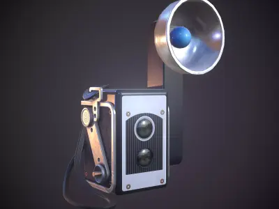 Old antique camera Low-poly 3D model