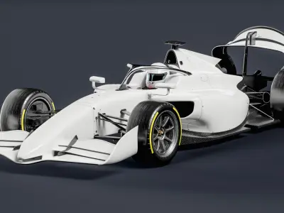 Dallara F2 2024 Formula 2 Race Car White Mockup 3D model