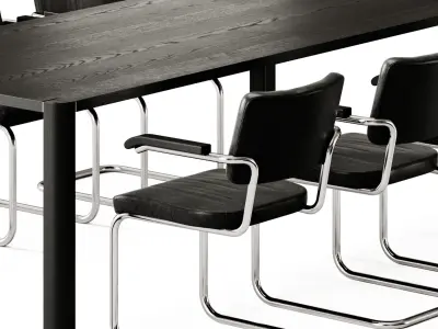 Thonet Dinig Table 1140 and Cantilever Chair 3D model