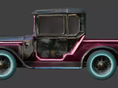 20th Century Cyberpunk Brass Era Car 3D Model Low-poly 3D model