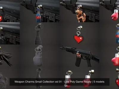 Weapon Charms Small Collection vol 01 - Low Poly Game Ready 3D Model Pack