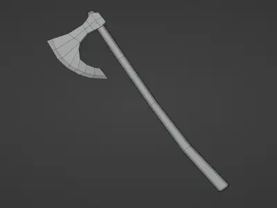 Viking Steel Weapon Axe PBR low-poly game ready Free low-poly 3D model