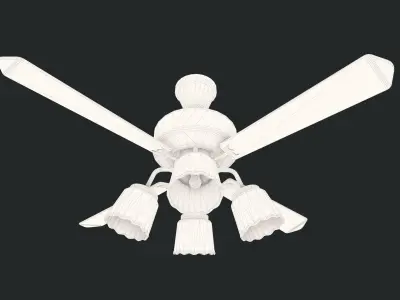 Ceiling Fan with Lamps Shades Low-poly 3D model