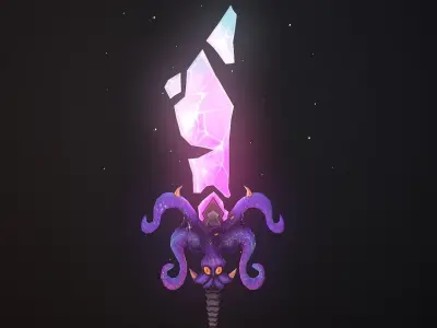 Hand Painted Octopus Chaos Sword Low-poly 3D model