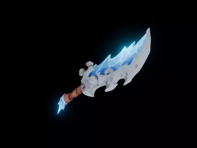 Frostfang - Stylized Fantasy Bone-Ice Sword -Game-Ready Low-poly 3D model