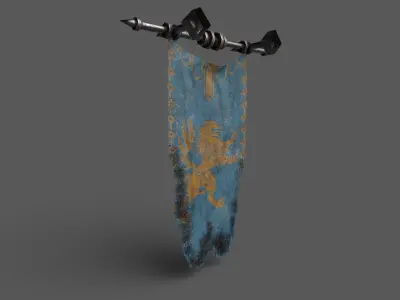 PBR European medieval flag 3D model