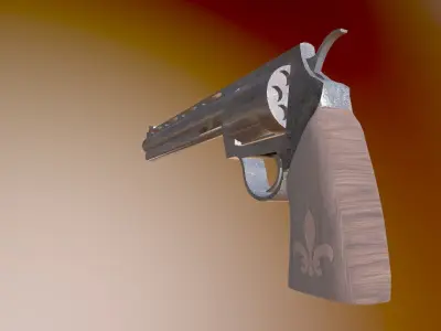Revolver Low-poly 3D model 14