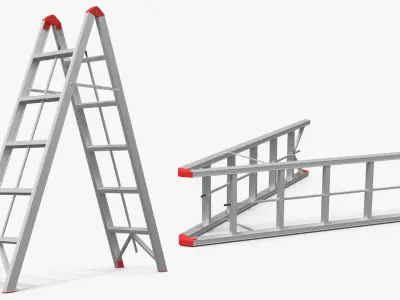 Aluminum Folding Ladder 5 Step 3D model