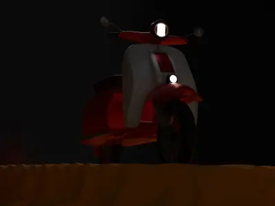 LOW POLY SCOOTER in desert Low-poly 3D model