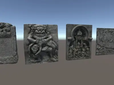 PBR Wall Reliefs Low-poly 3D model