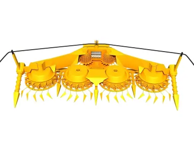 Yellow Combine Forage Threshing Header 3D model
