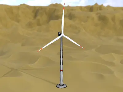 Wind turbine V1 H-138 RD 162m Animation and Foundation Low-poly 3D model