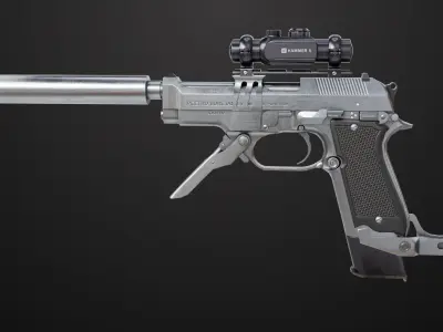 Pistol 08 Silver Generic All PBR UE Textures Included Low-poly 3D model