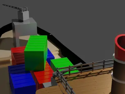 Low Poly Game Ready Industry Ship Low-poly 3D model