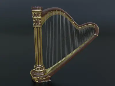Gold Grand Harp 3D model