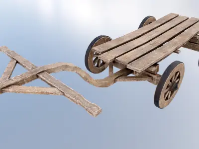 Wooden Wagon Low-poly 3D model purchase