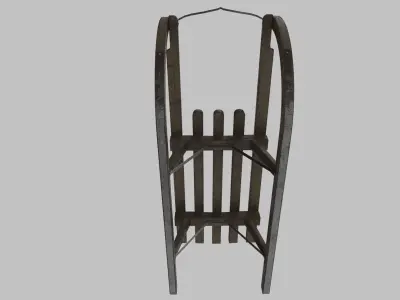 Wooden Classic Sleigh Low-poly 3D model