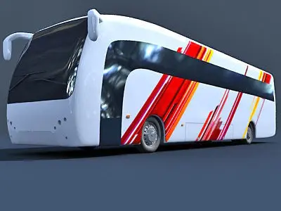 White striped Bus 01 3D model