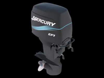 Fishing Boat Outboard Motor Low-poly 3D model
